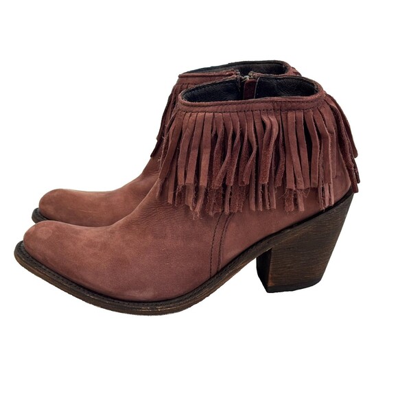 Independent Boot Co Size 9.5 Brown Suede Fringe Zip Ankle Boots - Picture 5 of 10
